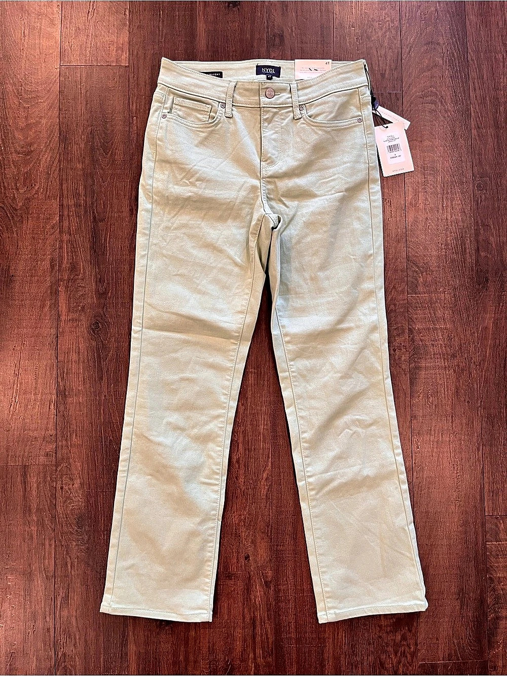 NYDJ Ellison Straight Leg Ankle Jeans Women 4T High Rise Green Ivy NWT Casual
